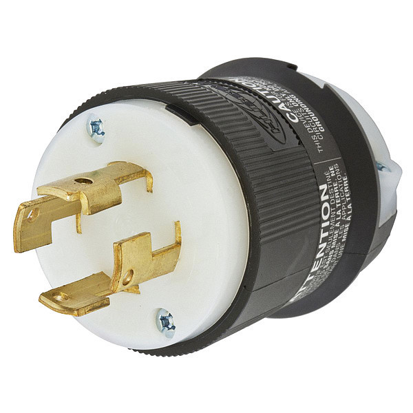 Hubbell 30A Twist-Lock Plug 4P 4W 120/208VAC BK/WT HBL3431C