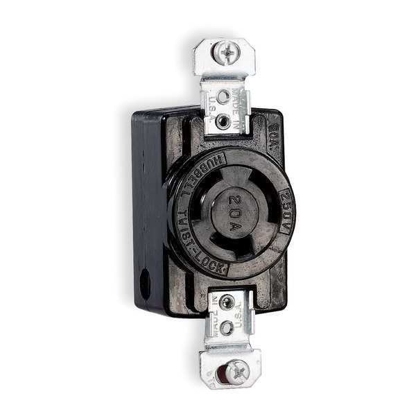 Hubbell 20A Twist-Lock Receptacle 2P 3W 250VAC BK HBL7310BG