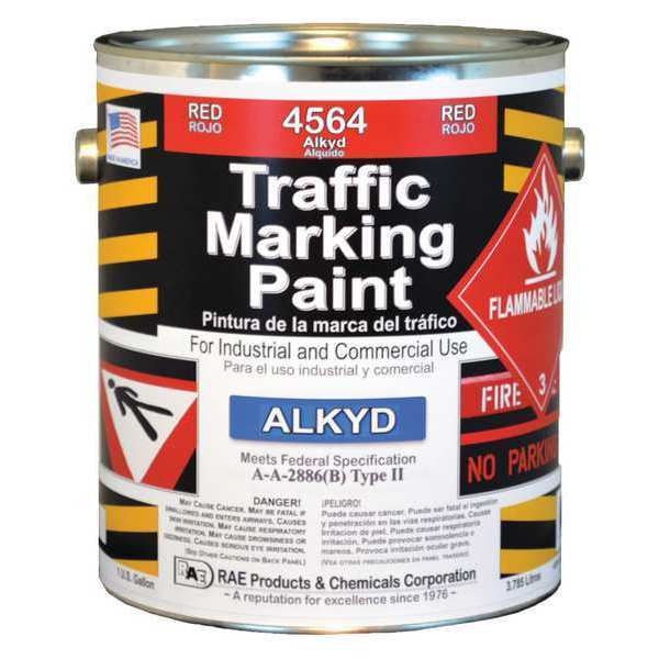 Rae Traffic Zone Marking Paint, 1 gal., Bright Red, Alkyd Solvent -Based 4564-01