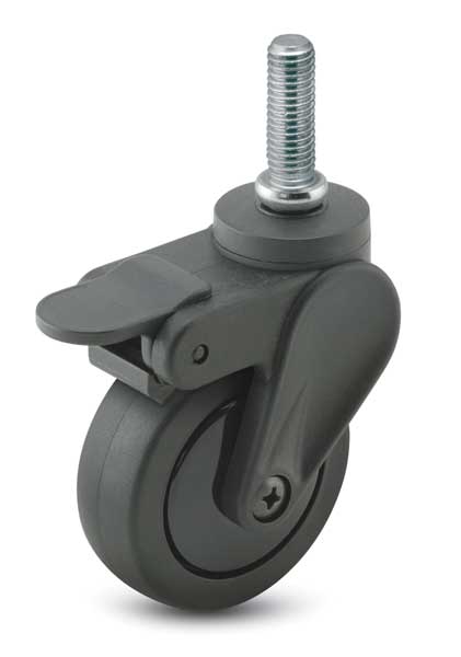 Colson Swivel Stem Caster w/Brake, 4 in., 125 lb. PEC40507BK-TPU03(KK)B