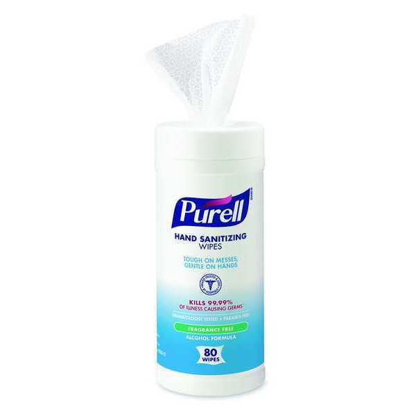 Purell Hand Sanitizing Wipes, Alcohol Formula, 80 Count Canister 9030-12