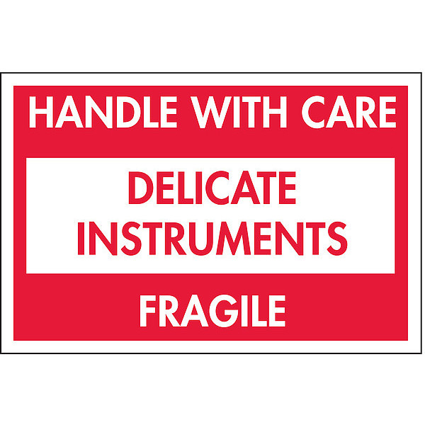 Tapecase 2" x 3" Adhesive Back Shipping Labels, Delicate Instruments, Fragile, Pk500 16U871