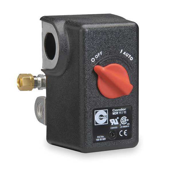 Condor Usa Pressure Switch, (4) Port, 1/4 in FNPT, DPST, 40 to 175 psi, Standard Action 11KC2E
