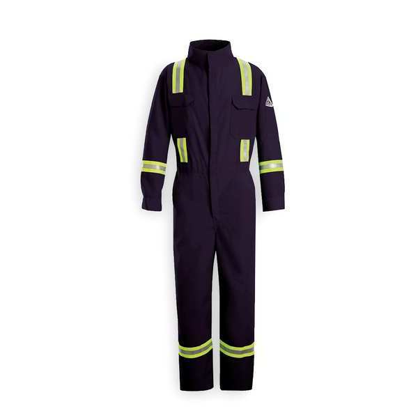 Bulwark Flame Resistant Coverall, Navy Blue, Nomex(R), L CNBTNV RG 42