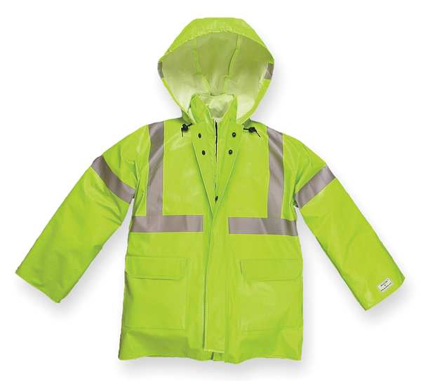 Nasco Arc Flash Rain Jacket with Hood, Lime Yellow, 2XL 1503JFY2