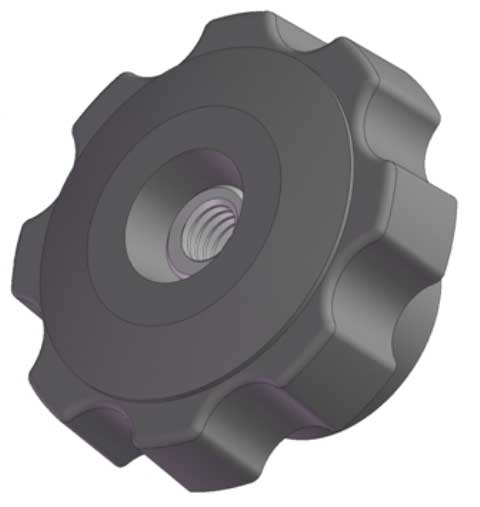 Innovative Components Fluted Knob Soft Touch, 3/8-16 Thread Size, 1.25"L, Steel GN6C----F7S--21