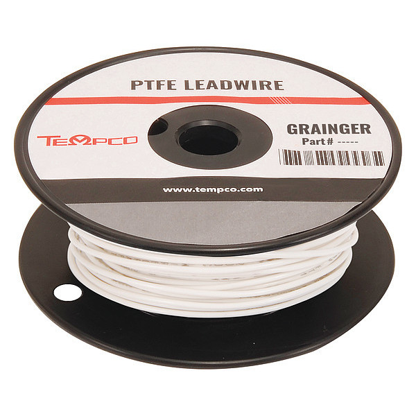 Tempco High temp Lead Wire, 22 Ga, White LDWR-1060