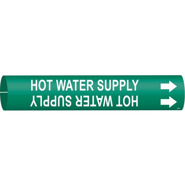 Brady Pipe Mrkr, Hot Water Supply, 3/4to1-3/8 In 4338-A