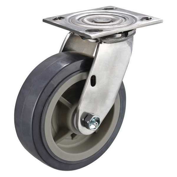 Zoro Select Swivel Plate Caster, 6 in Dia, 900 lb, Gray P21SX-UP060D-14