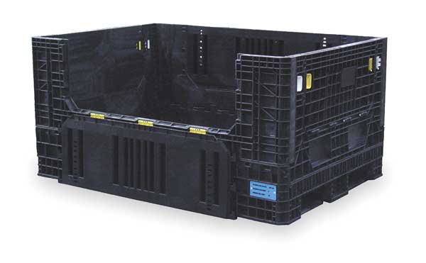 Orbis Black Collapsible Bulk Container, Plastic, 46 cu ft Volume Capacity HDR7048-34 Blk