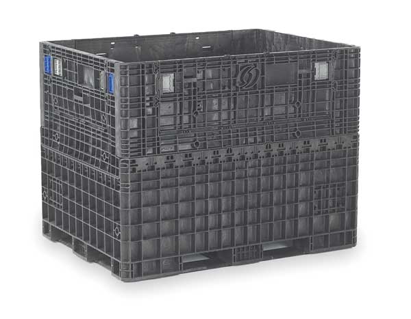 Orbis Black Collapsible Bulk Container, Plastic, 67.4 cu ft Volume Capacity HD6248-50 Blk