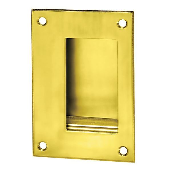 Rockwood Recessed Pull Handle, Polished Brass, Clips/Fasteners 94.3