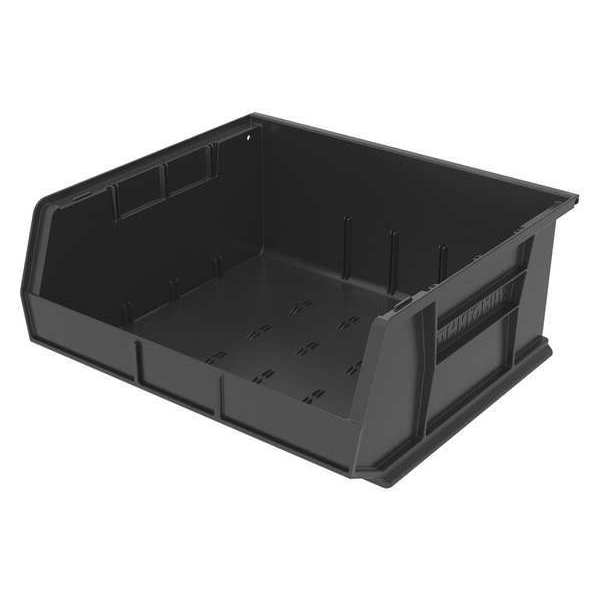 Akro-Mils 75 lb Hang & Stack Storage Bin, Plastic, 16 1/2 in W, 7 in H, 14 3/4 in L, Black 30250BLACK