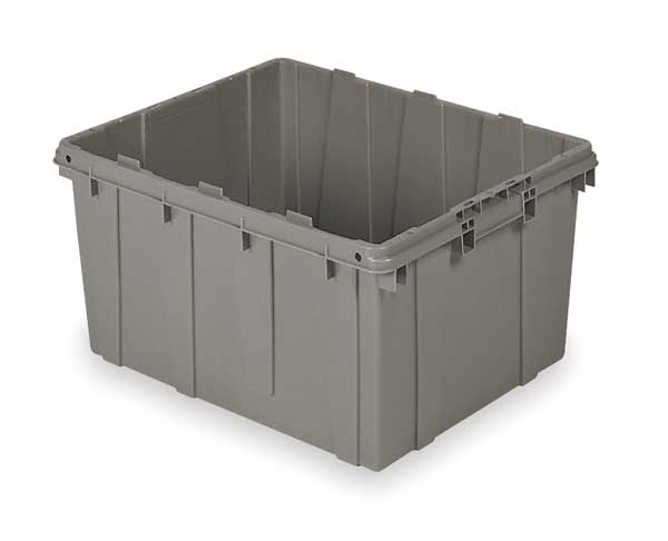 Buckhorn Nesting Container, Gray, Polyethylene, 24 in L, 20 in W, 12 3/8 in H, 2.34 cu ft Volume Capacity DL2420120201000