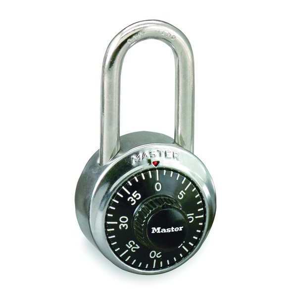 Master Lock Combination Padlock, Front, Black/Silver 1500LF