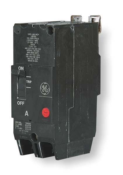 Ge Molded Case Circuit Breaker, TEY Series 20A, 2 Pole, 277/480V AC TEY220
