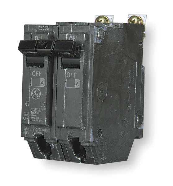 Ge Miniature Circuit Breaker, THHQB Series 60A, 2 Pole, 120/240V AC THHQB2160