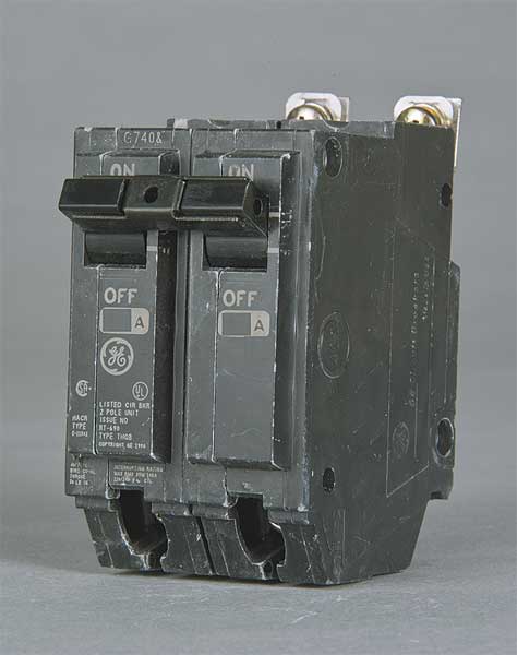 Ge Miniature Circuit Breaker, THQB Series 25A, 2 Pole, 120/240V AC THQB2125