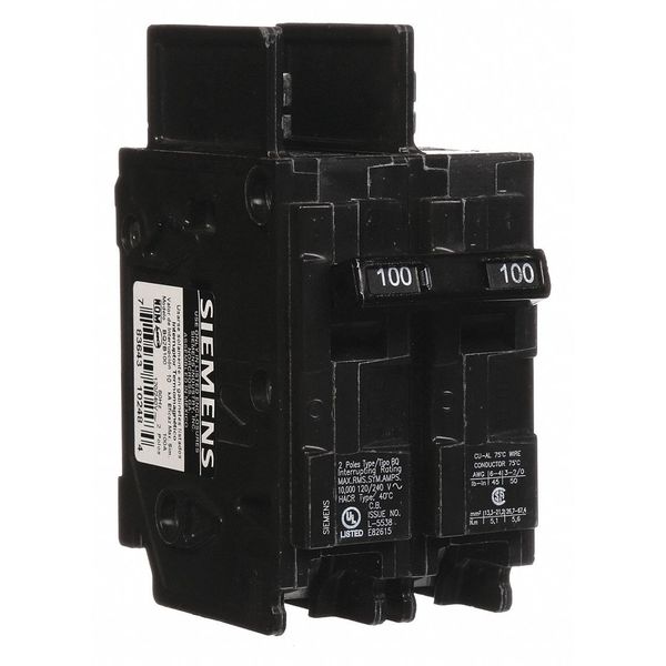 Siemens Miniature Circuit Breaker, BQ Series 100A, 2 Pole, 120/240V AC BQ2B100
