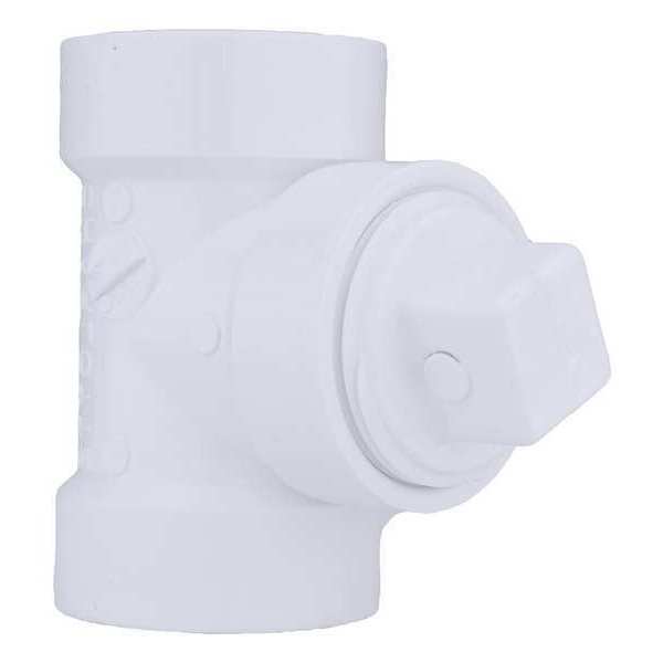 Zoro Select PVC Cleanout Tee with Plug, Hub x Hub x FNPT, 1-1/2 in Pipe Size 05997