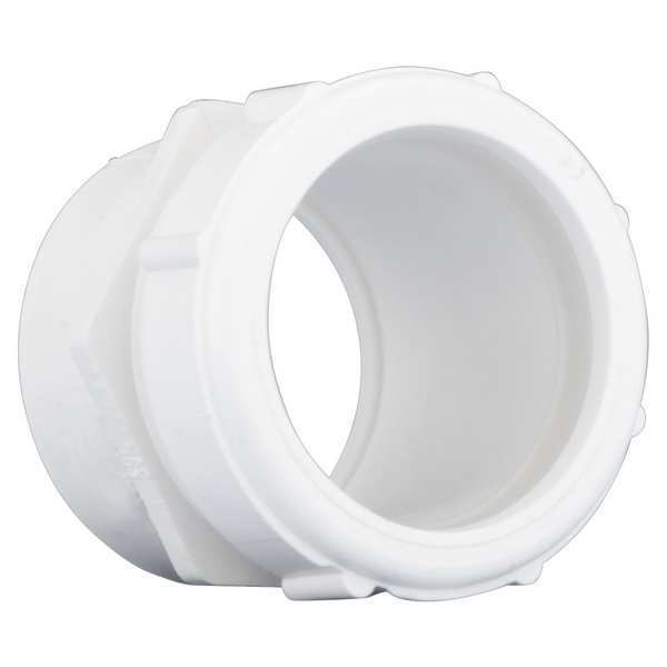 Zoro Select PVC Male Trap Adapter with Nut and Washer, Socket x Spigot, 2 in Pipe Size 06390