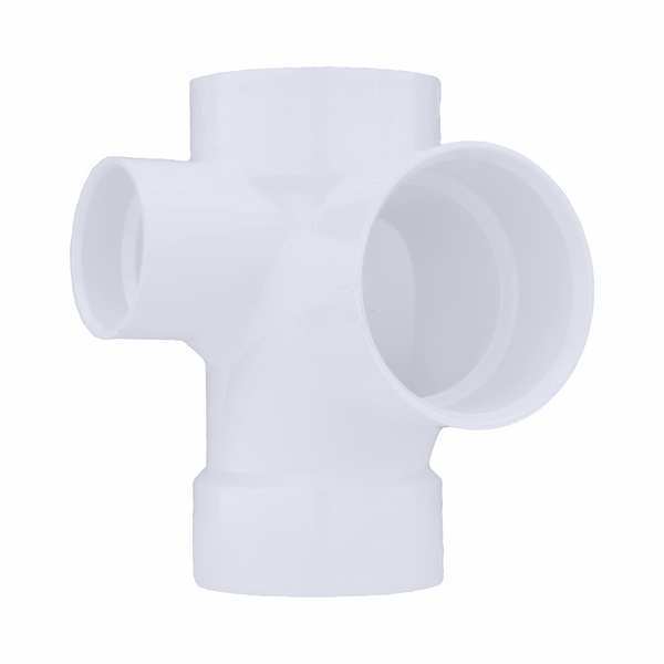 Zoro Select PVC Sanitary Tee, Hub, 4 in x 4 in x 4 in x 2 in Pipe Size 05784