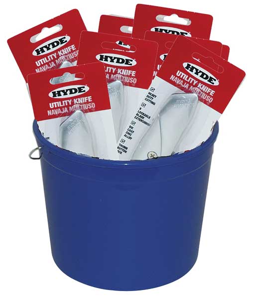 Hyde Pail of 25 Utility Knives Utility, 6 1/2 in L 49695