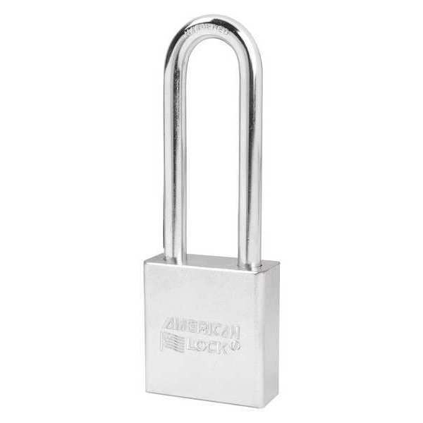 American Lock Padlock, Keyed Different, Long Shackle, Rectangular Steel Body, Boron Shackle, 3/4 in W A5202