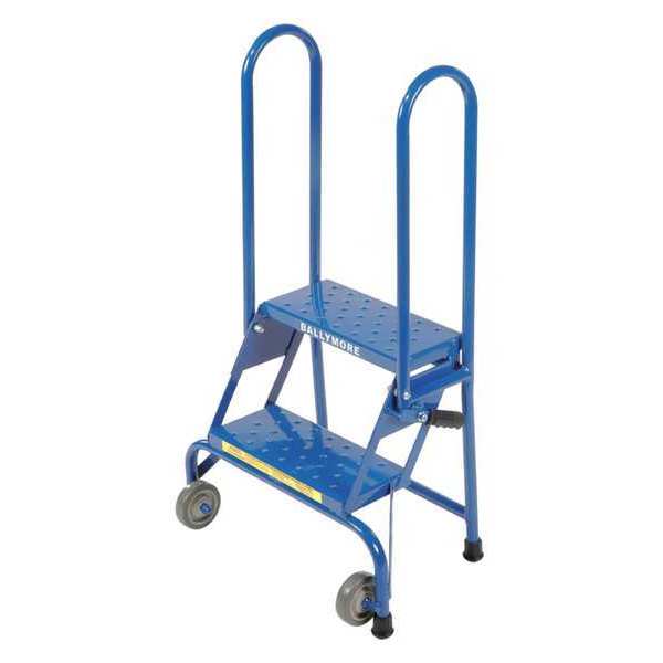 Ballymore 41 in H Steel Folding Rolling Ladder, 2 Steps, 350 lb Load Capacity LS2247