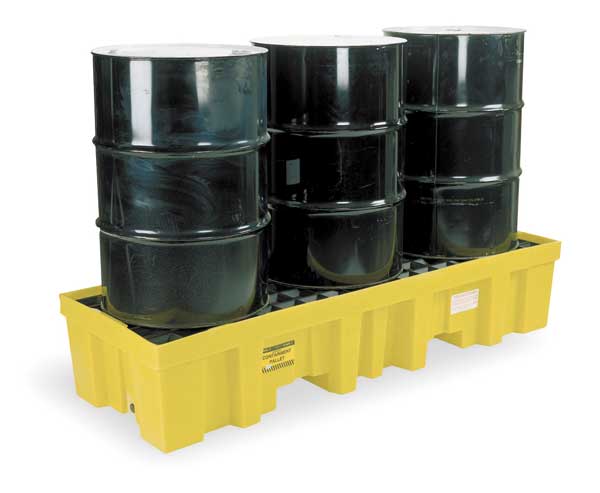 Eagle Mfg Drum Spill Containment Pallet, 78 gal Spill Capacity, 3 Drum, 6000 lb., Polyethylene 1630GRAI