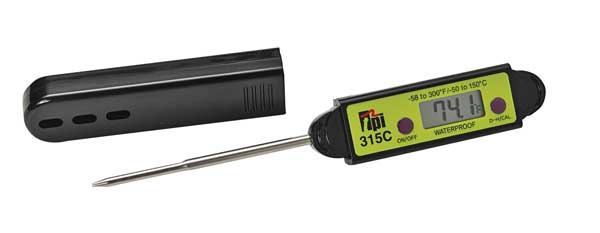 Test Products International 2-7/8" Stem Digital Pocket Thermometer, -58 Degrees to 300 Degrees F 315C