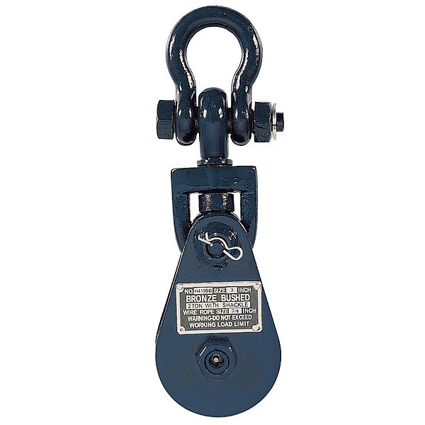 B/A Products Co Snatch Block, Wire Rope, 3/8 in Max Cable Size, 4,000 lb Max Load, Painted 6I-SW2T