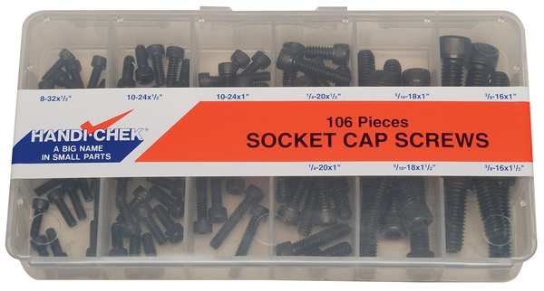 Itw Bee Leitzke Socket Head Cap Screw Assortment, Alloy Steel, Black Oxide Finish WWG-DISP-CAP106
