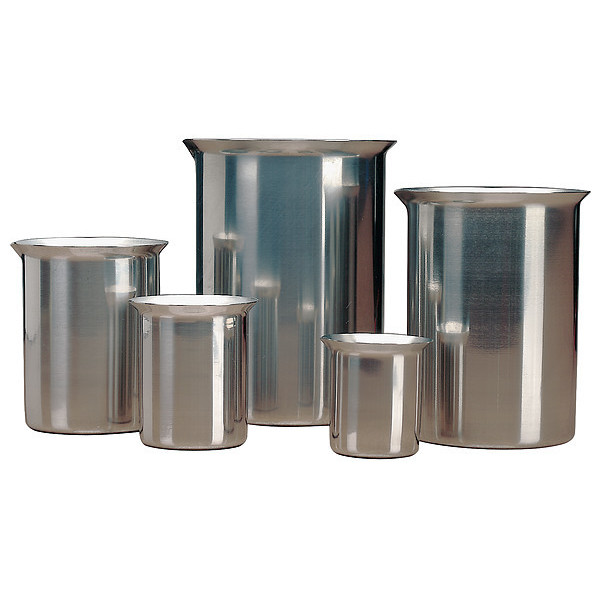 Zoro Select Beveled Beaker, 125mL, Stainless Steel 80125