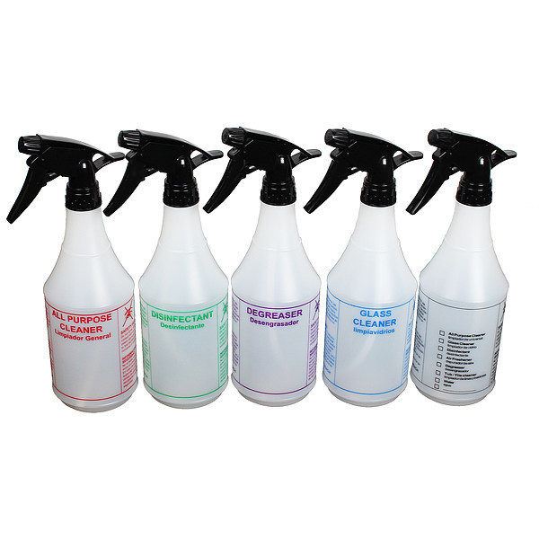 Tolco 24 oz. Plastic Preprinted Trigger Spray Bottle, 5 Pack 130115