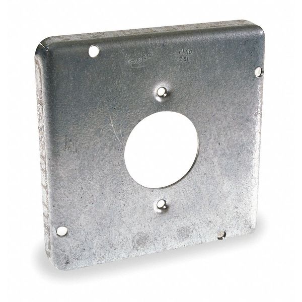 Raco Electrical Box Cover, Square, 2 Gang, Square, Galvanized Steel, Single Receptacle 887