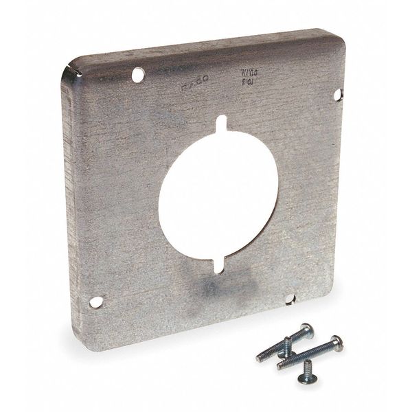 Raco Electrical Box Cover, Square, 2 Gang, Square, Galvanized Steel, Single Receptacle 878