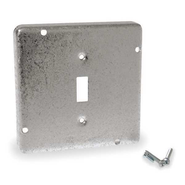 Raco Electrical Box Cover, Square, 2 Gangs, Galvanized Steel, Toggle Switch 870RAC