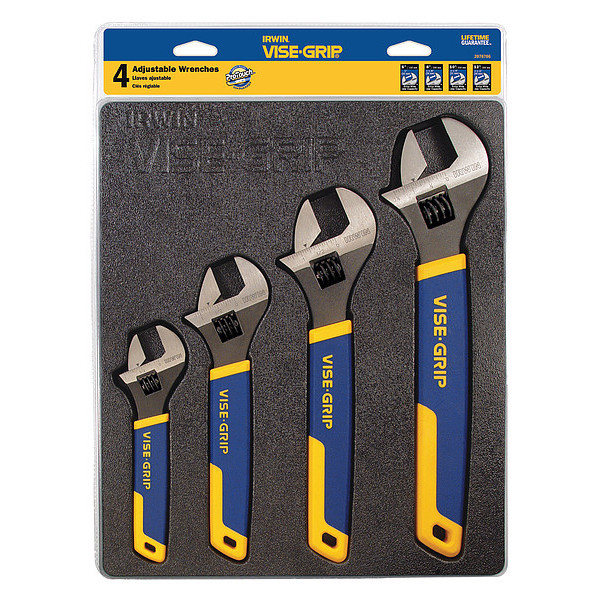 Irwin Vise-Grip Adjustable Wrench Set, 6 in, 8 in, 10 in, 12 in, Chrome, 4-Piece 2078706