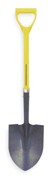 Nupla 16 ga Standard Step Round Point Shovel, Steel Blade, 27 in L Yellow 6894156