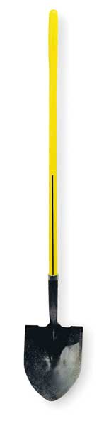 Nupla 16 ga Standard Step Round Point Shovel, Steel Blade, 48 in L Yellow 6894157