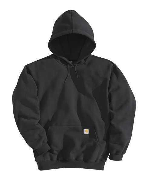 Carhartt Hooded Sweatshirt, Black, Cotton/PET, XL K121-BLK XLG REG