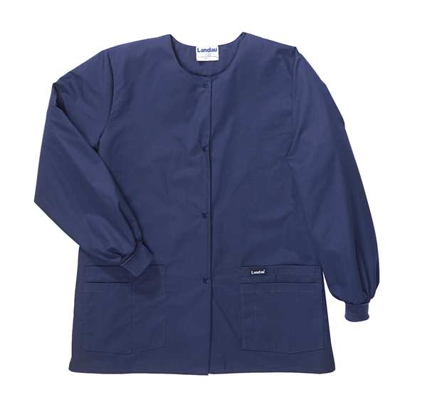 Landau Warmup Jacket, L, Navy, 31-1/2 In. L 7551BNP LARGE