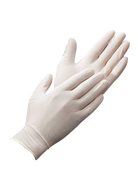 Showa Disposable Gloves, Latex, Powdered White, L, 100 PK W1005L