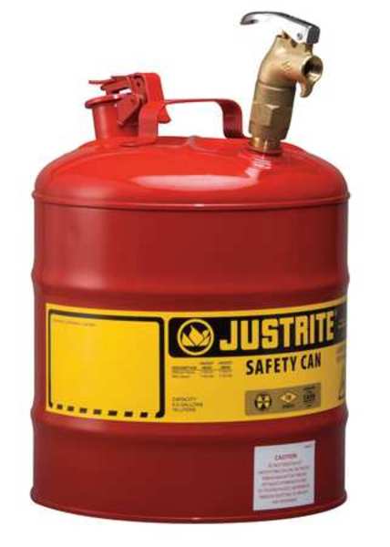 Justrite 5 gal Red Galvanized Steel Type I Safety Can Flammables 7150157