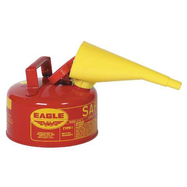 Eagle Mfg Type 1 Safety Can, Red Galvanized Steel, For Flammables, Includes Funnel, Red, 1 Gallon UI10FS