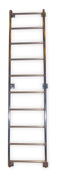 Tri-Arc 10 ft 2 in Fixed Ladder, Aluminum, 10 Steps, Side Step Exit, Aluminum Finish, 300 lb Load Capacity WLA6SS
