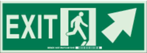 Brady Exit Sign, 5X14", GRN/Glow, Exit, ENG 90589