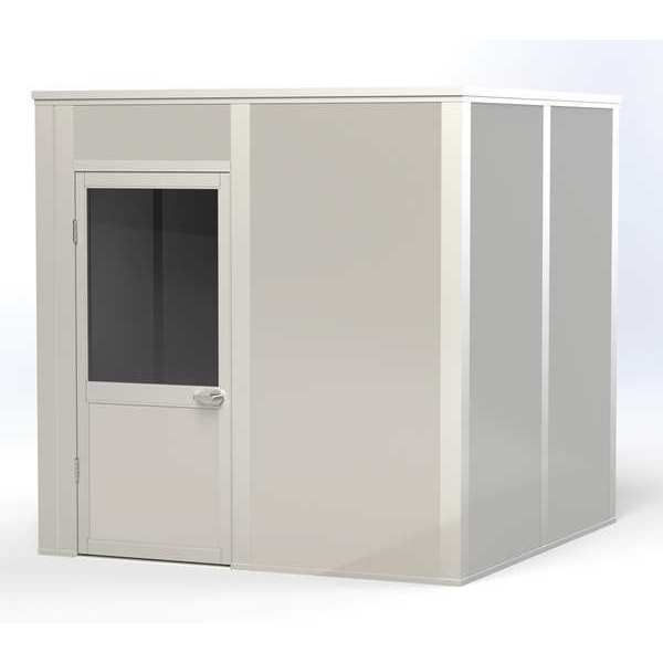 Porta-King 4-Wall Modular In-Plant Office, 8 ft H, 8 ft W, 8 ft D, Gray VK1STL 8'x8' 4-Wall