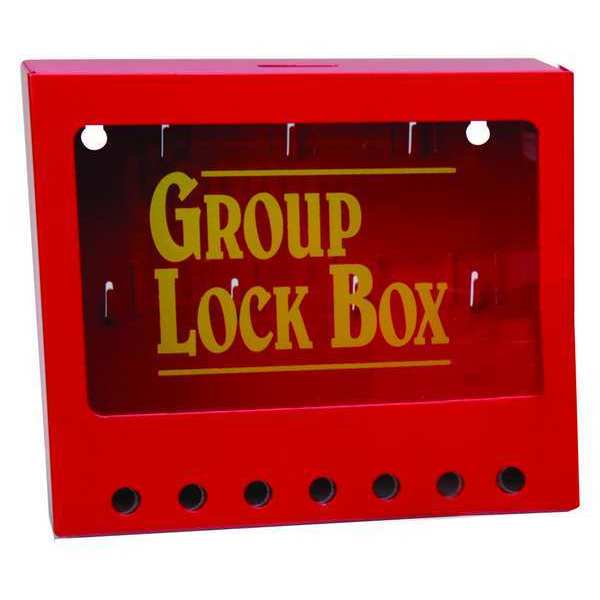Brady Group Lockout Box, 7 Locks Max, Red 105714